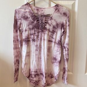 American Eagle Outfitters Lavender Tie-Dye Long Sleeve Top